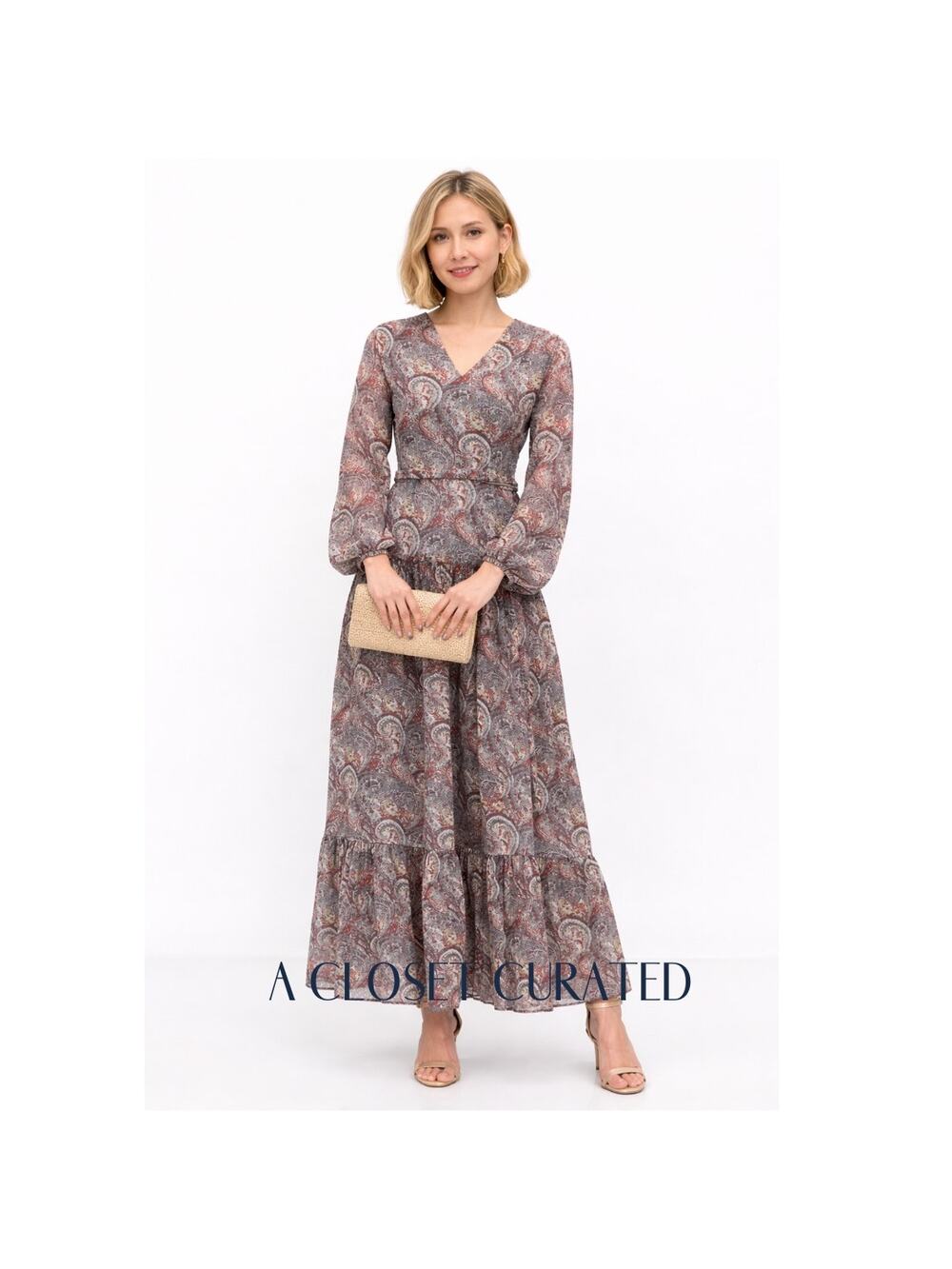 Mikael Aghal Tiered Maxi Dress 4 NWT